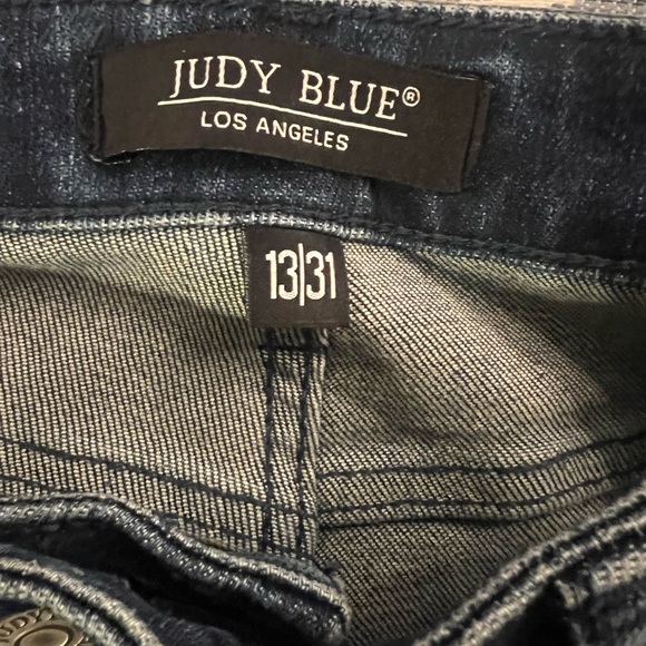 Judy Blue Dark Blue Flare Jeans with Rhinestone Accents - Picture 9 of 14